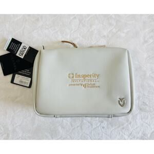 NEW VESSEL Signature Toiletry Bag Latte LOGO Antimicrobial Lining Faux Leather